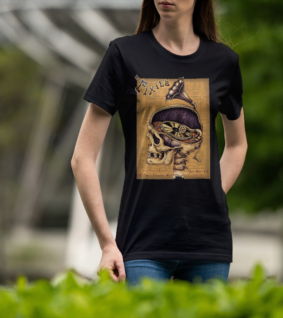 The Pixies Uc Davis Freeborn Hall April 29 Concert Poster Skeleton Phonograph T-Shirt