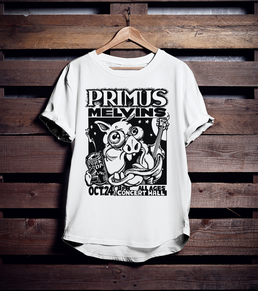 Primus Melvins Pork Soda Live Oct 24 Concert Hall T-Shirt