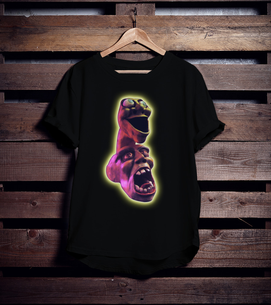 Distorted Screaming Faces Neon Glow T-Shirt