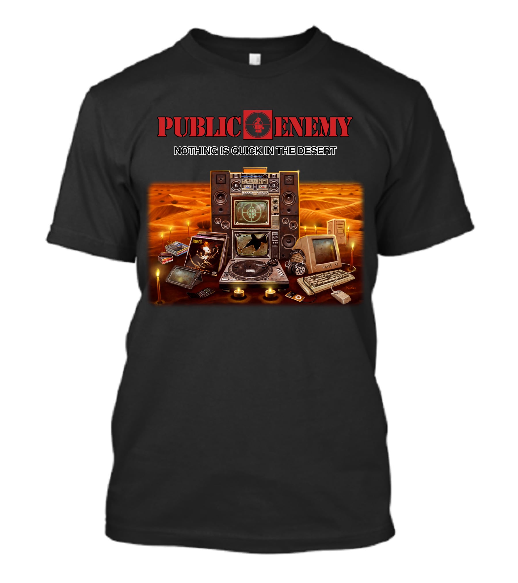 Public Enemy Nothing Is Quick In The Desert Vintage Electronics Desert Scene T-Shirt