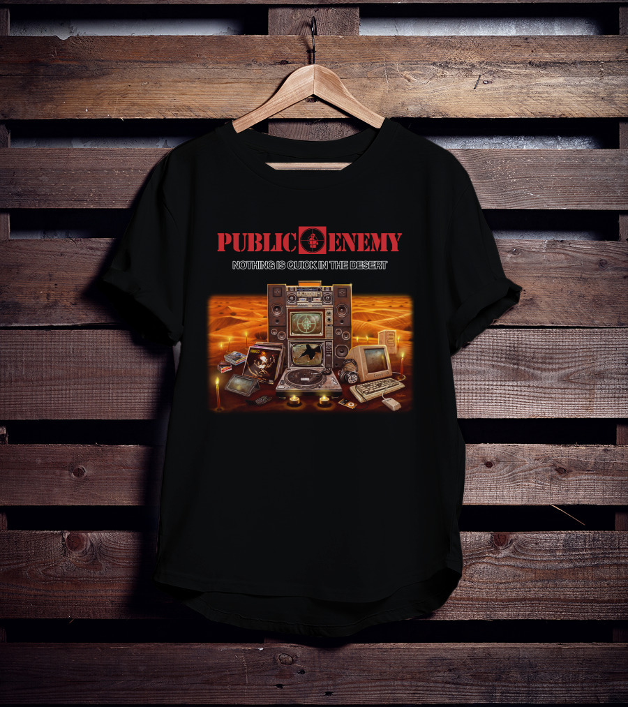 Public Enemy Nothing Is Quick In The Desert Vintage Electronics Desert Scene T-Shirt