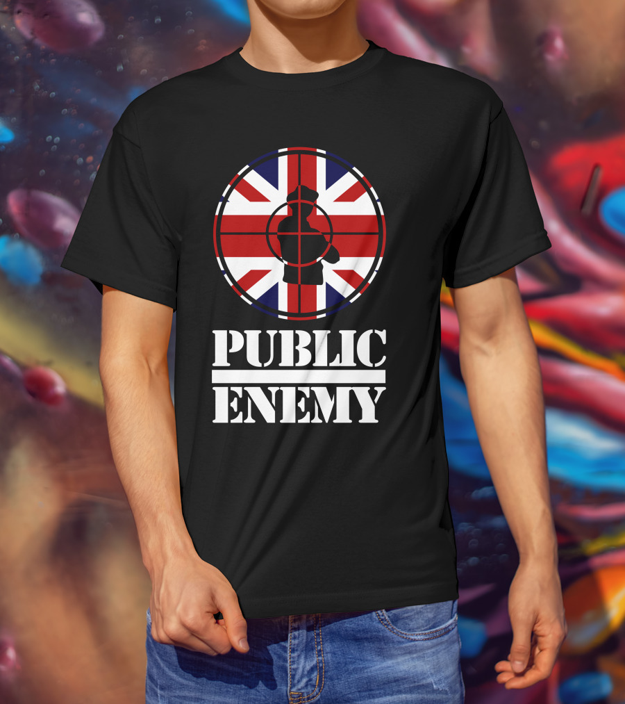 Public Enemy Target Silhouette Uk Flag T-Shirt