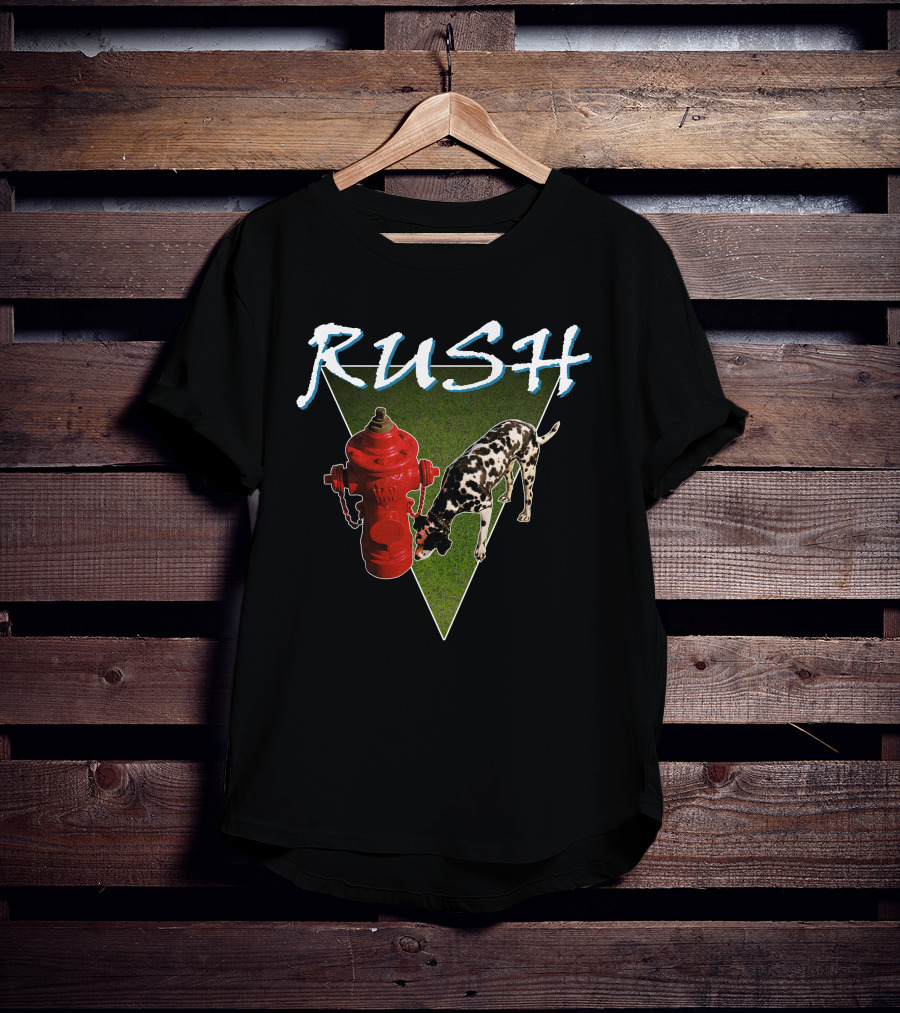 Rush Red Fire Hydrant Dalmatian Triangle T-Shirt
