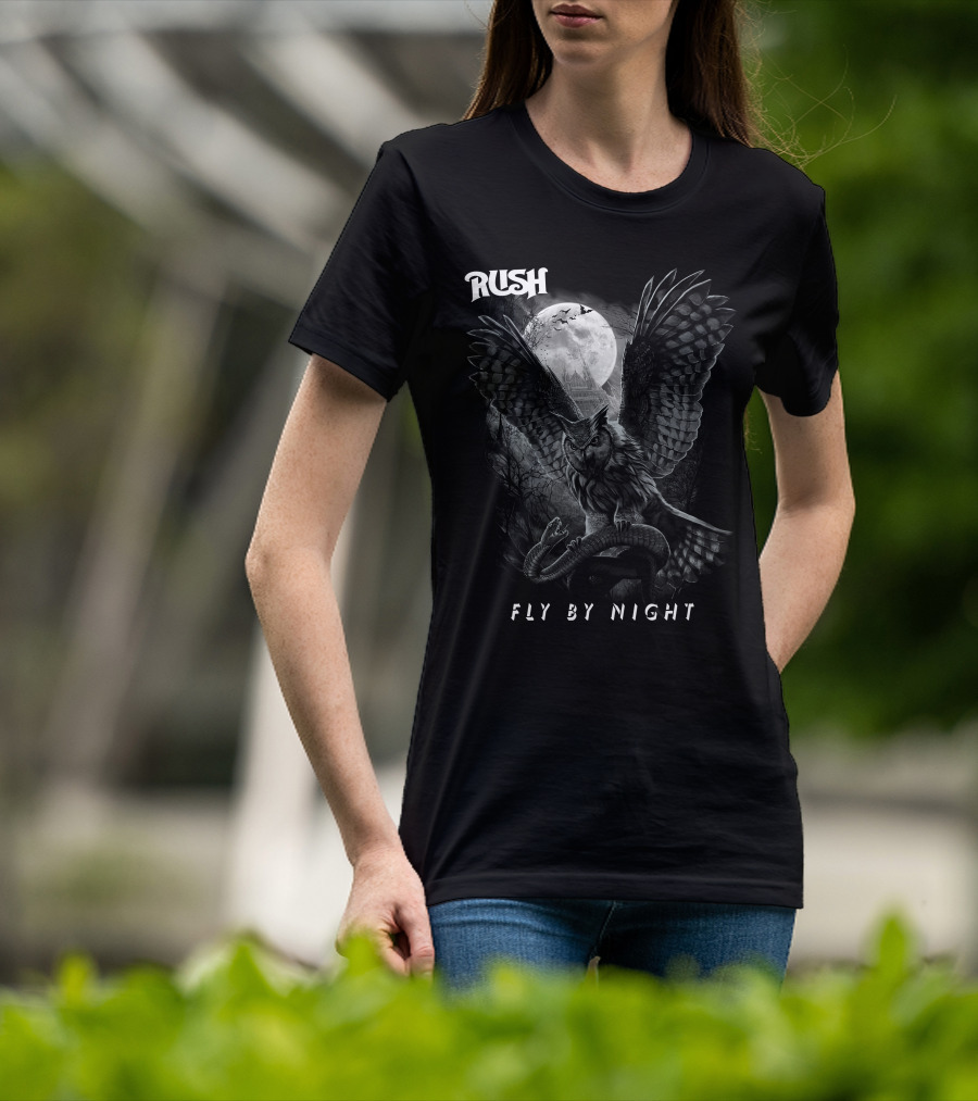 Rush Fly By Night Owl And Full Moon T-Shirt