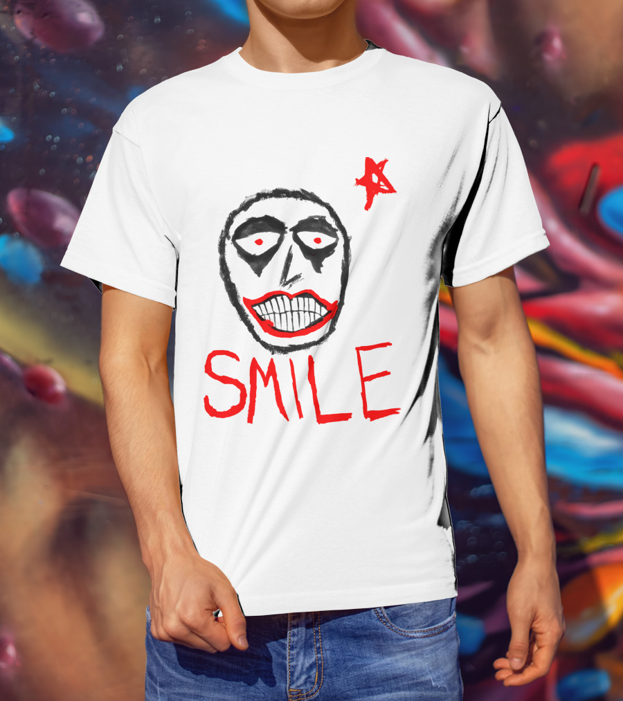 Smile Face Drawing With Red Star T-Shirt