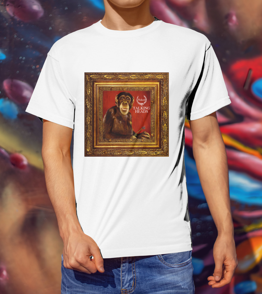 Naked Talking Heads  Chimpanzee Portrait With Crown Wreath Elements T-Shirt