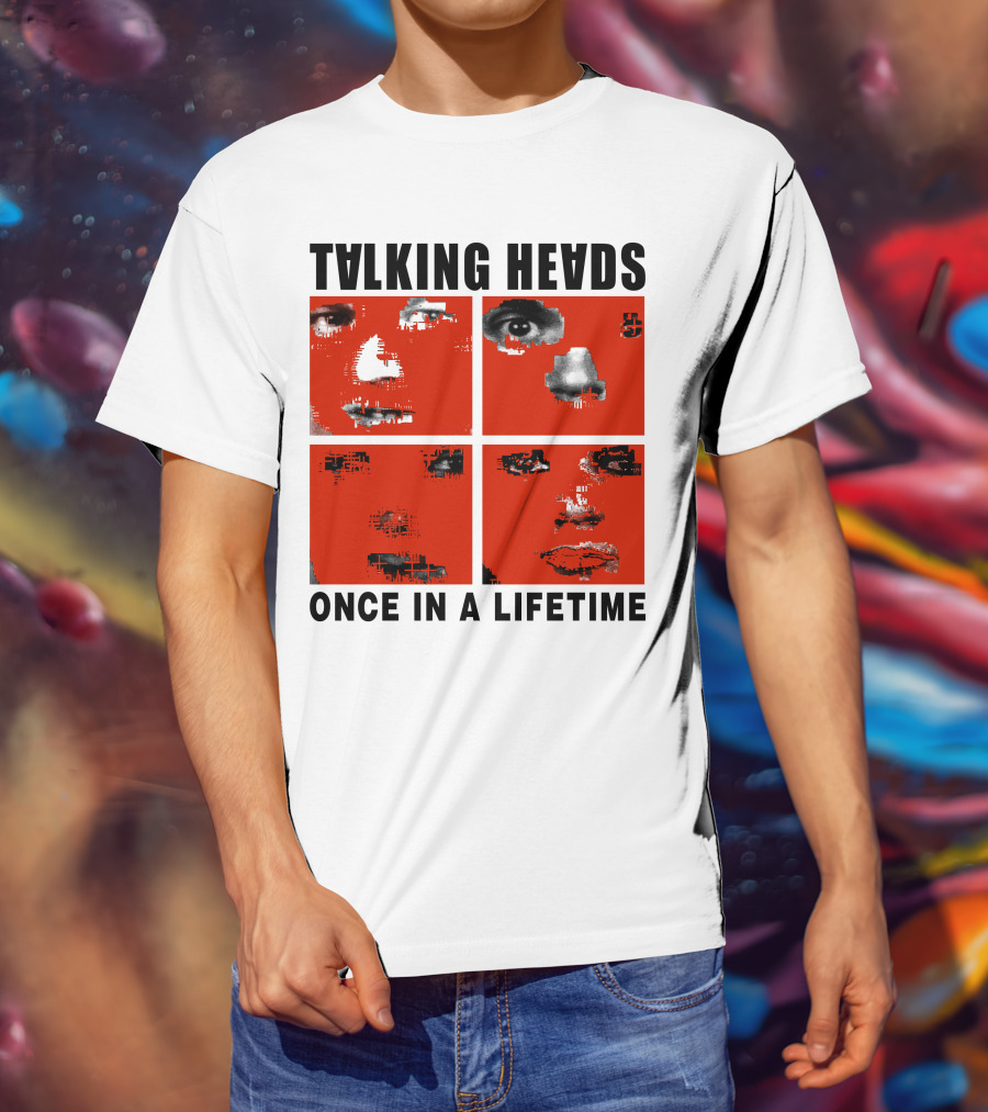 Talking Heads Once In A Lifetime Faces Red Squares T-Shirt