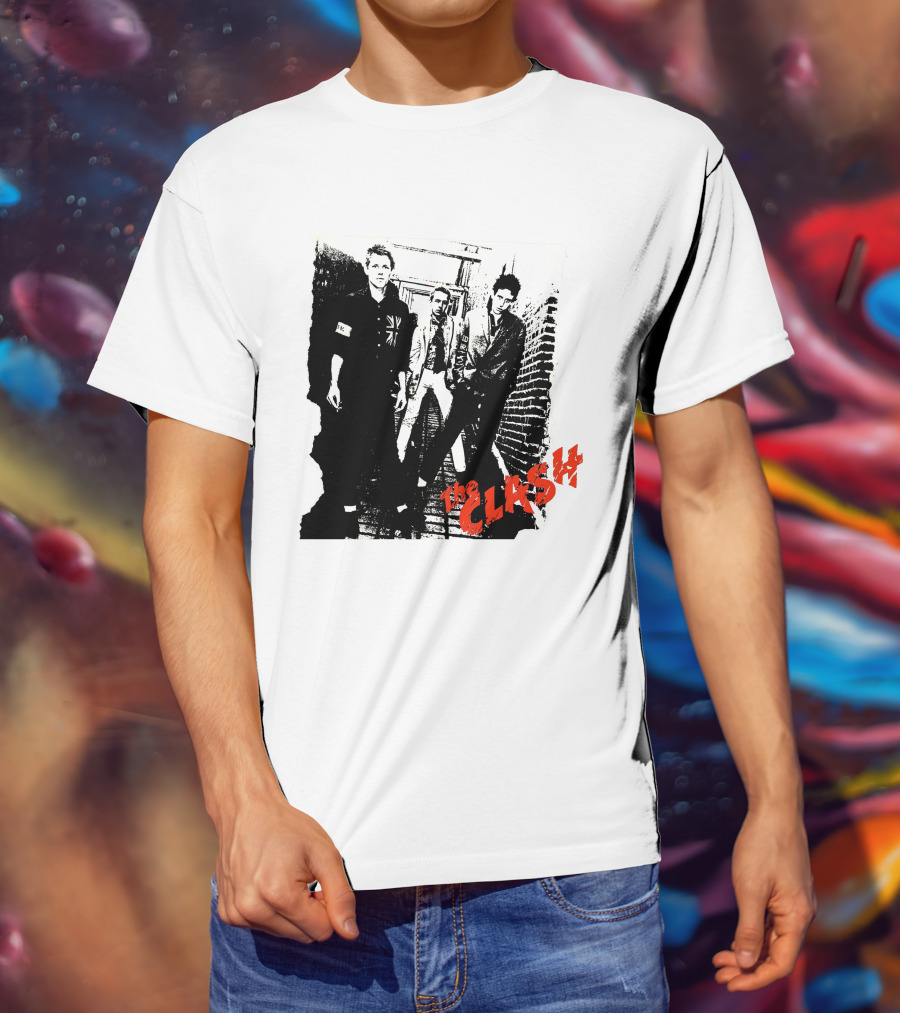 The Clash Punk Band Graphic With Union Jack Patch T-Shirt