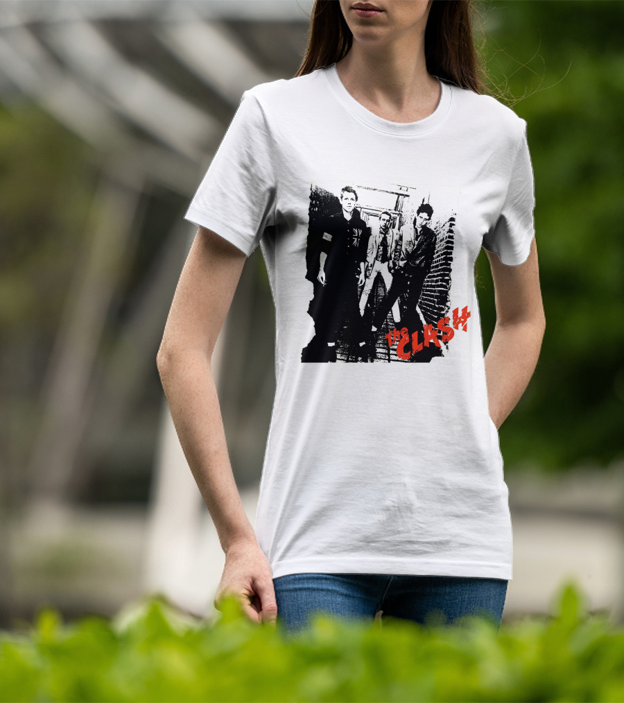 The Clash Punk Band Graphic With Union Jack Patch T-Shirt