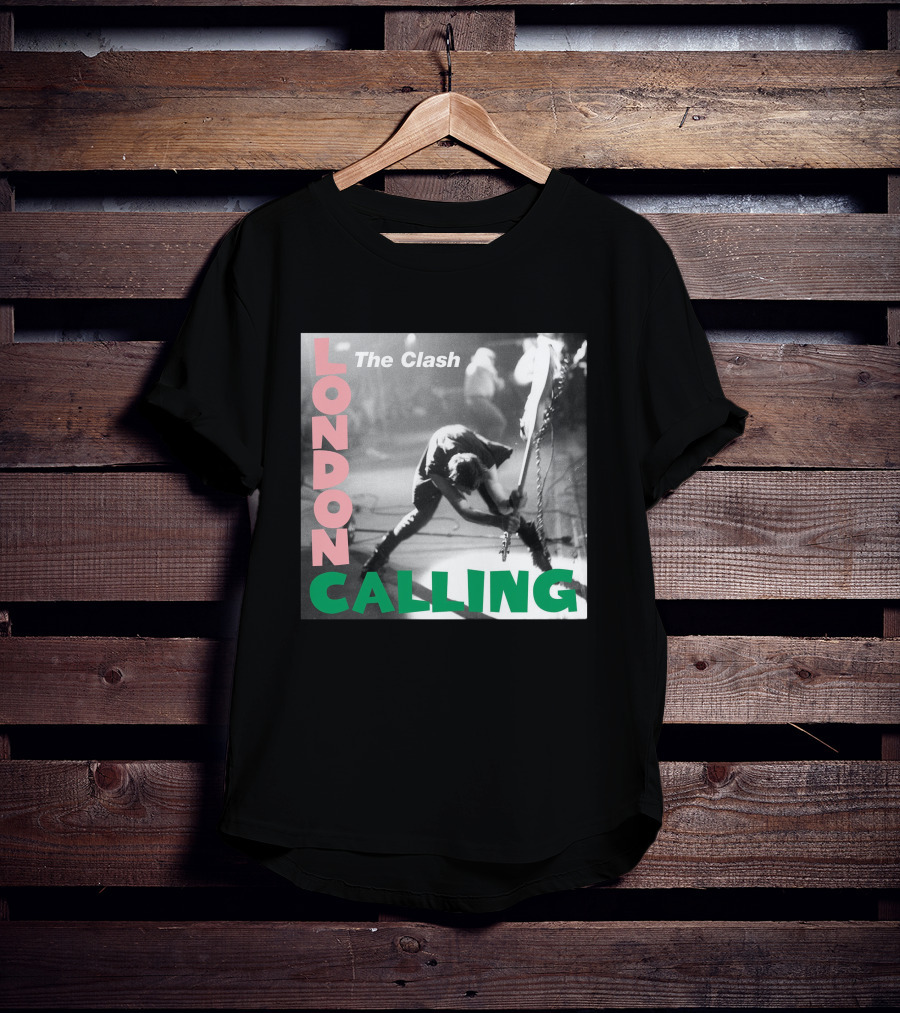 The Clash London Calling Album Cover Black And White Photo Iconic Rock Band T-Shirt