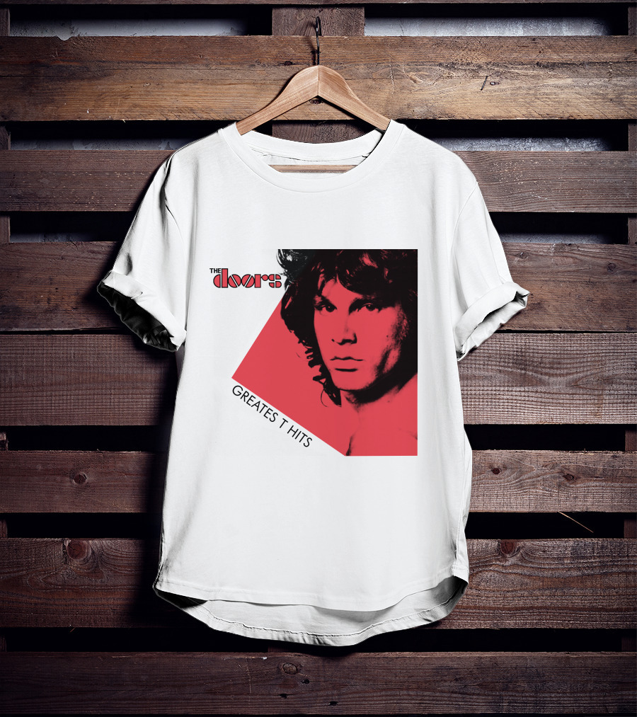 The Doors Greatest Hits Jim Morrison Red And Black T-Shirt