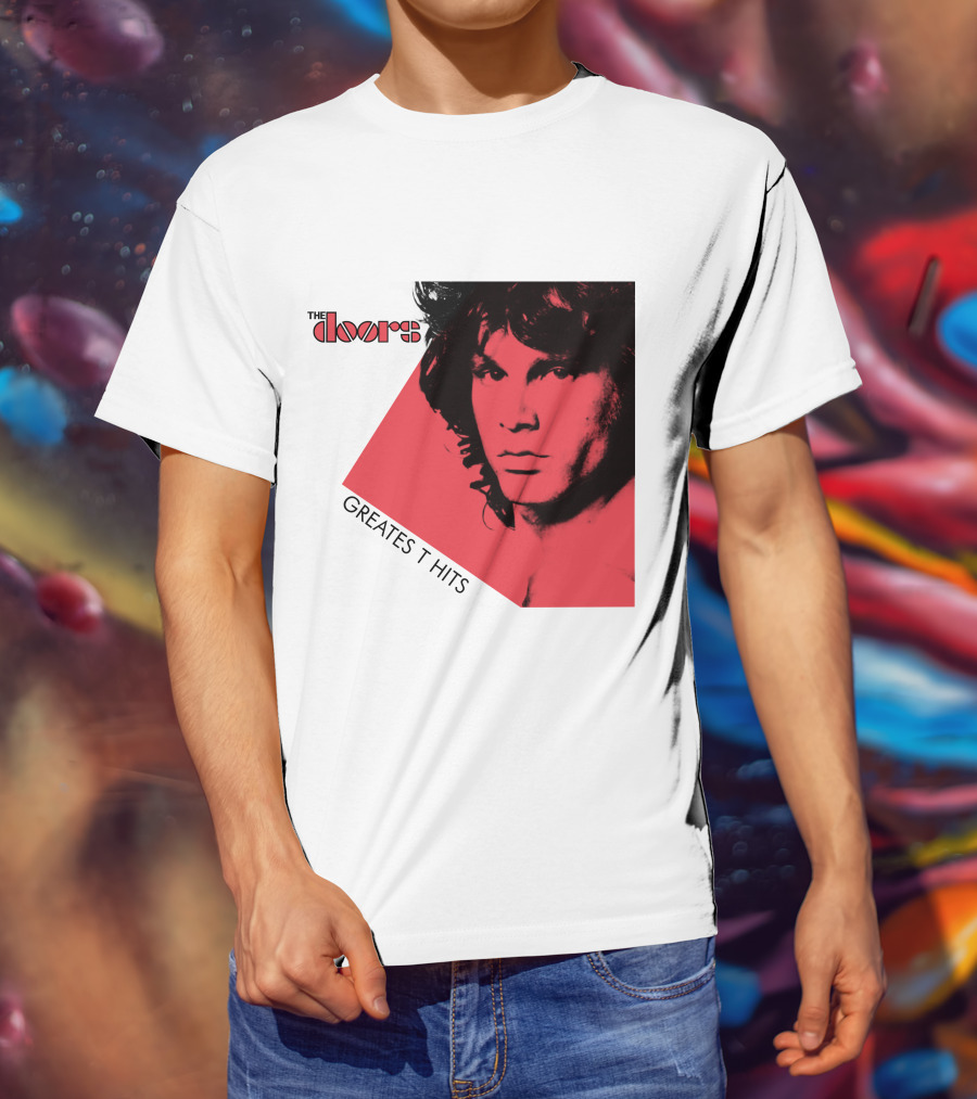 The Doors Greatest Hits Jim Morrison Red And Black T-Shirt