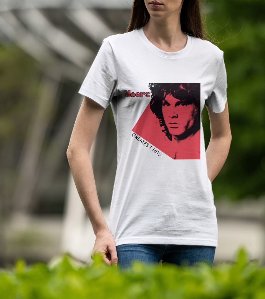 The Doors Greatest Hits Jim Morrison Red And Black T-Shirt