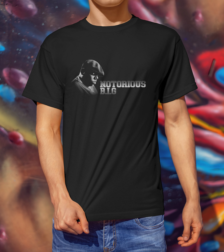 Notorious B.i.g. 90S Hip Hop Icon Black And White T-Shirt