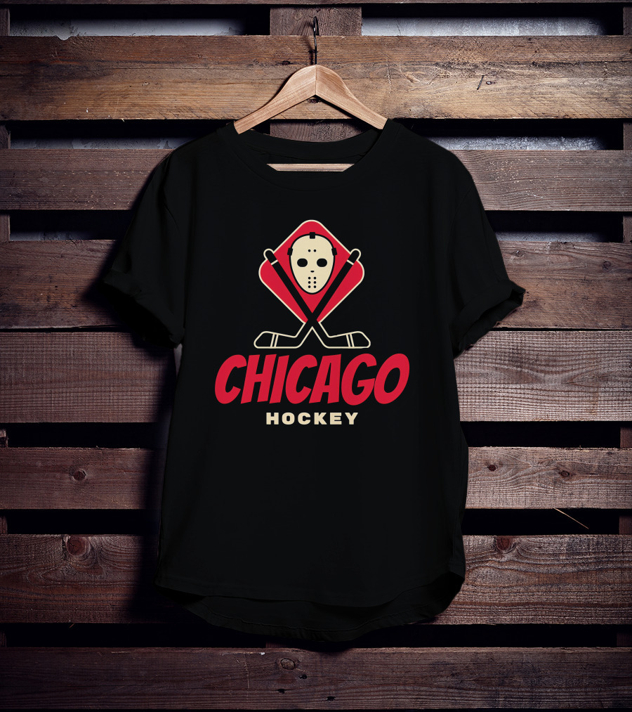 Chicago Hockey Mask And Crossed Sticks T-Shirt