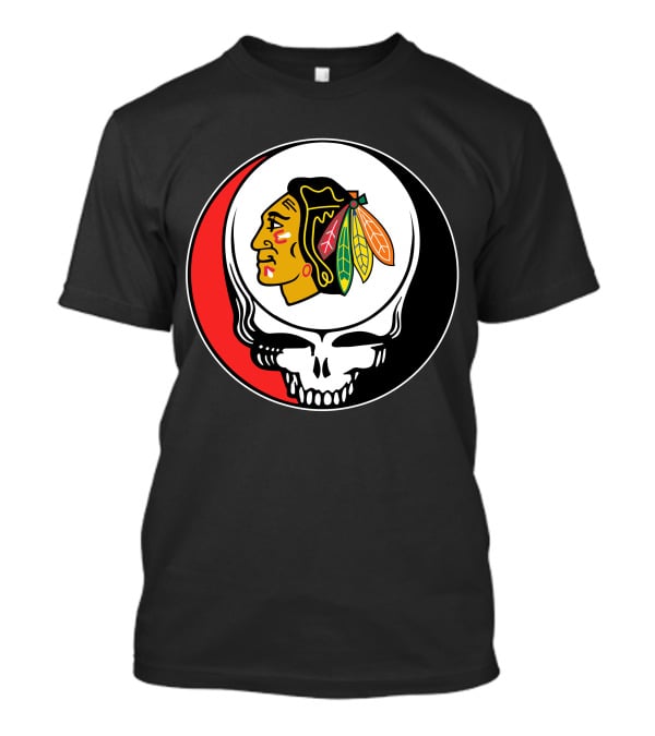 Chicago Blackhawks Grateful Dead Skull Logo Fusion T-Shirt