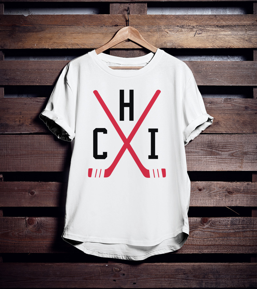 Chicago Blackhawks 16 Crossed Hockey Sticks T-Shirt