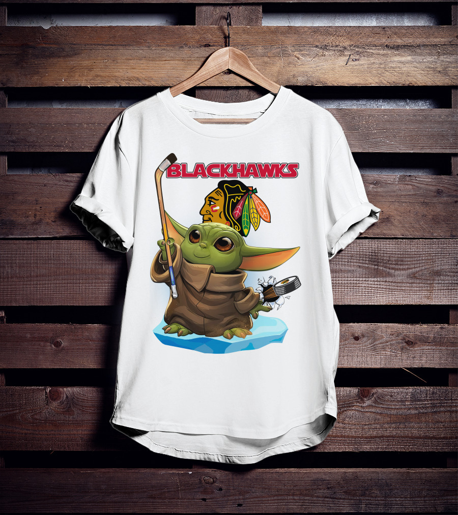Baby Yoda Blackhawks Hockey T-Shirt