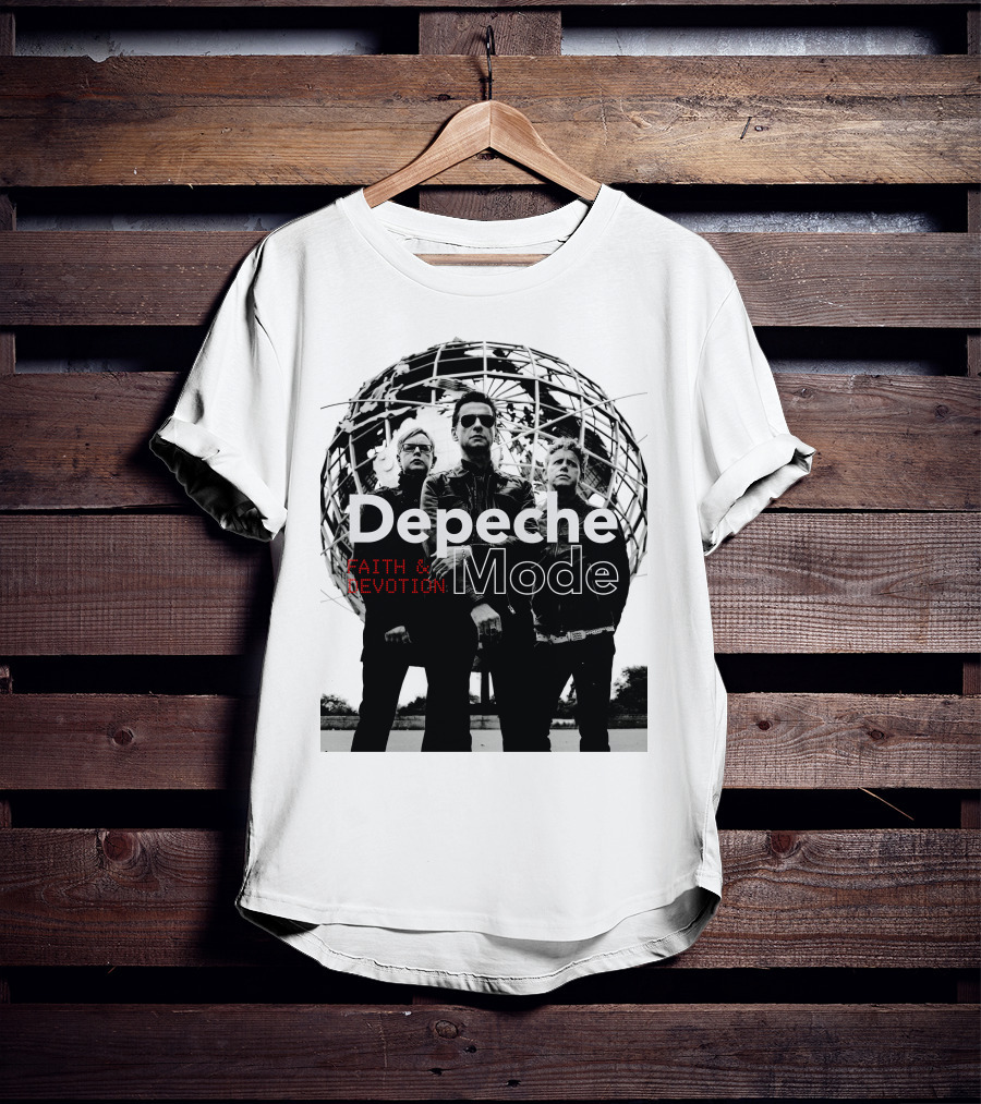 Depeche Mode Faith And Devotion Iconic Band Members In Front Of Unisphere T-Shirt