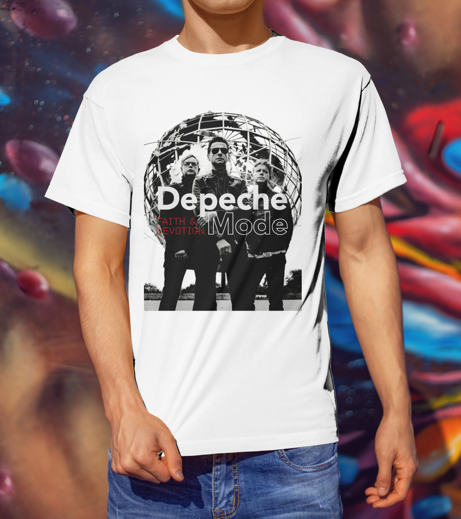 Depeche Mode Faith And Devotion Iconic Band Members In Front Of Unisphere T-Shirt