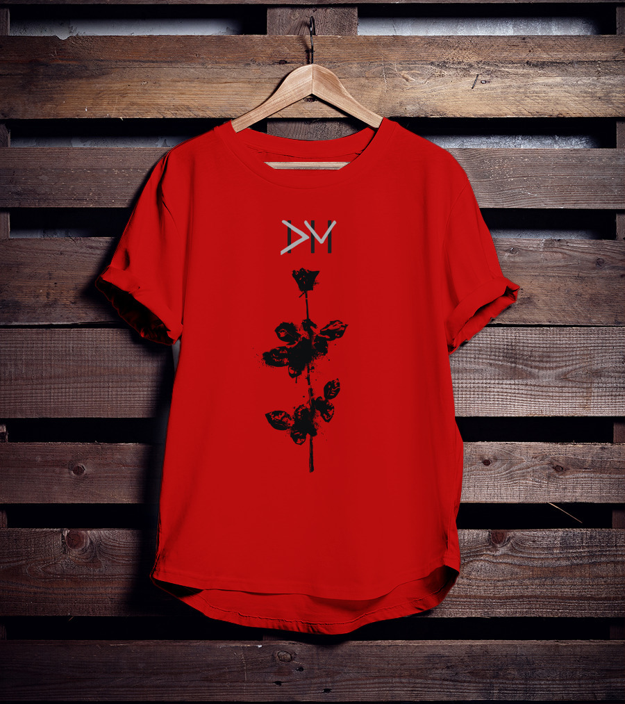 Dpm 46 Black Rose Graphic On Red T-Shirt