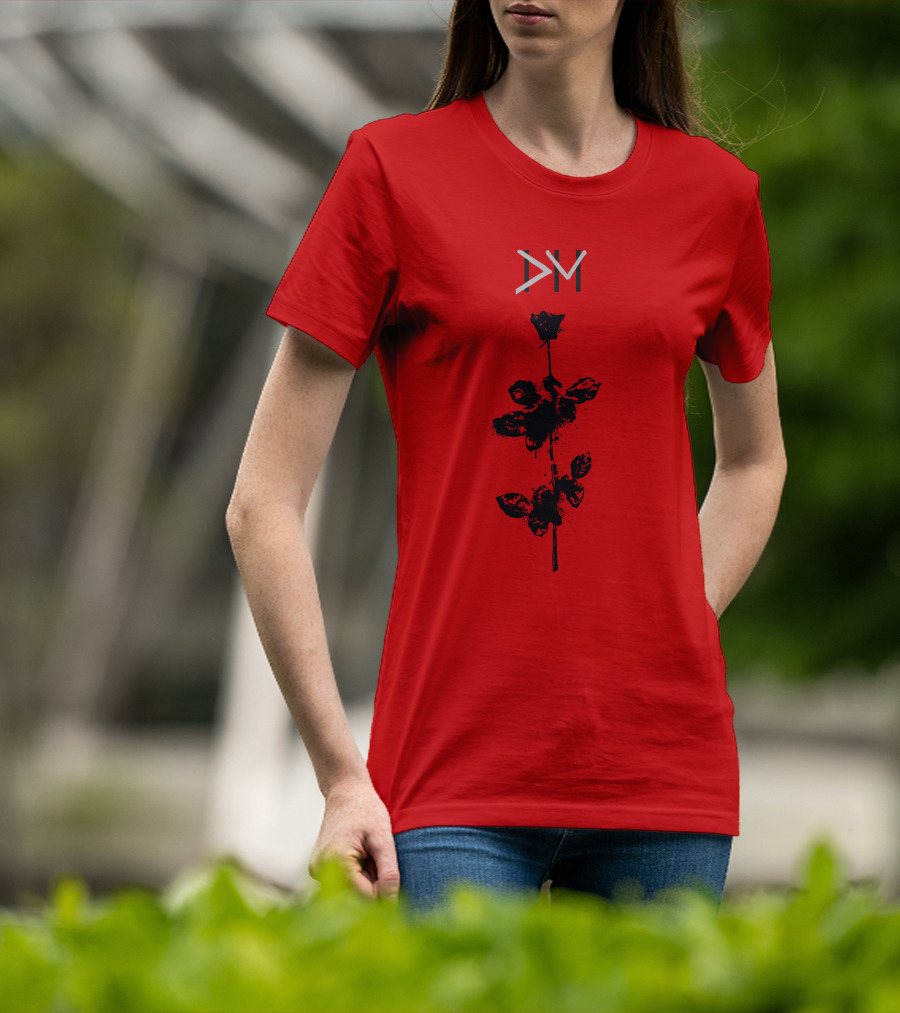 Dpm 46 Black Rose Graphic On Red T-Shirt