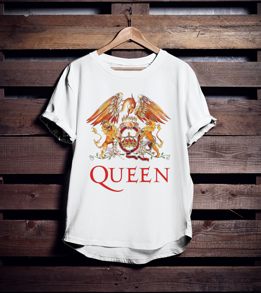 Queen Crest Logo With Two Lions And Phoenix T-Shirt
