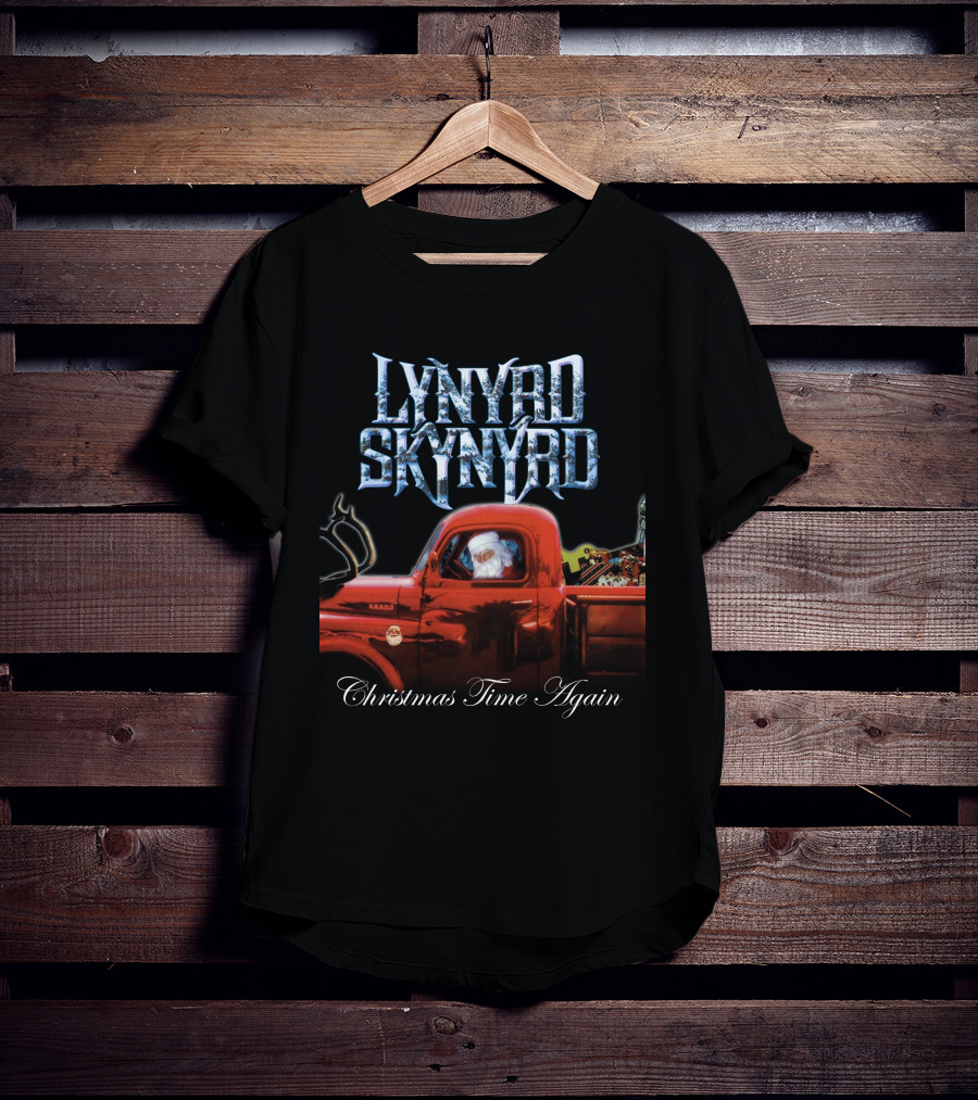Lynyrd Skynyrd Christmas Time Again Santa In Red Truck T-Shirt
