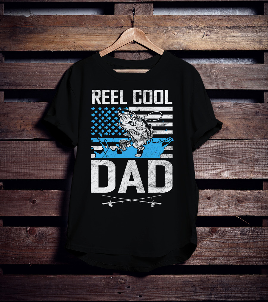 Reel Cool Dad American Flag Fish T-Shirt