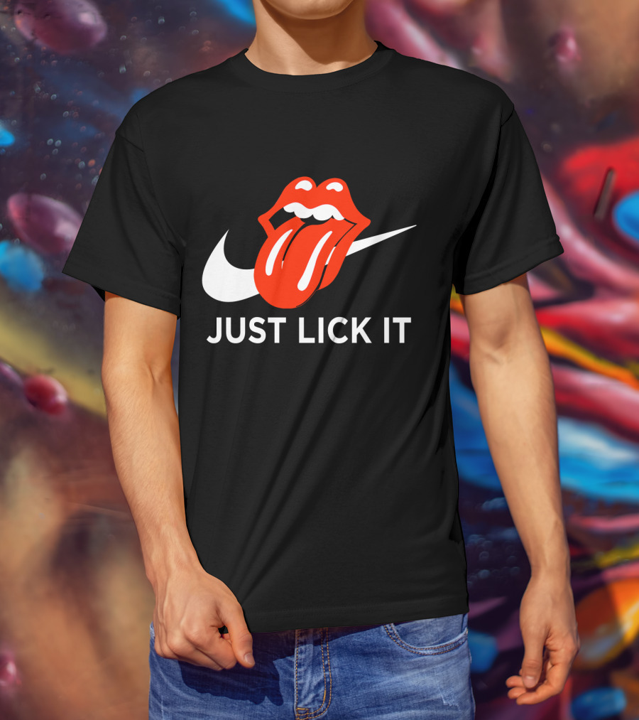 Rolling Lips Logo Just Lick It Swoosh T-Shirt