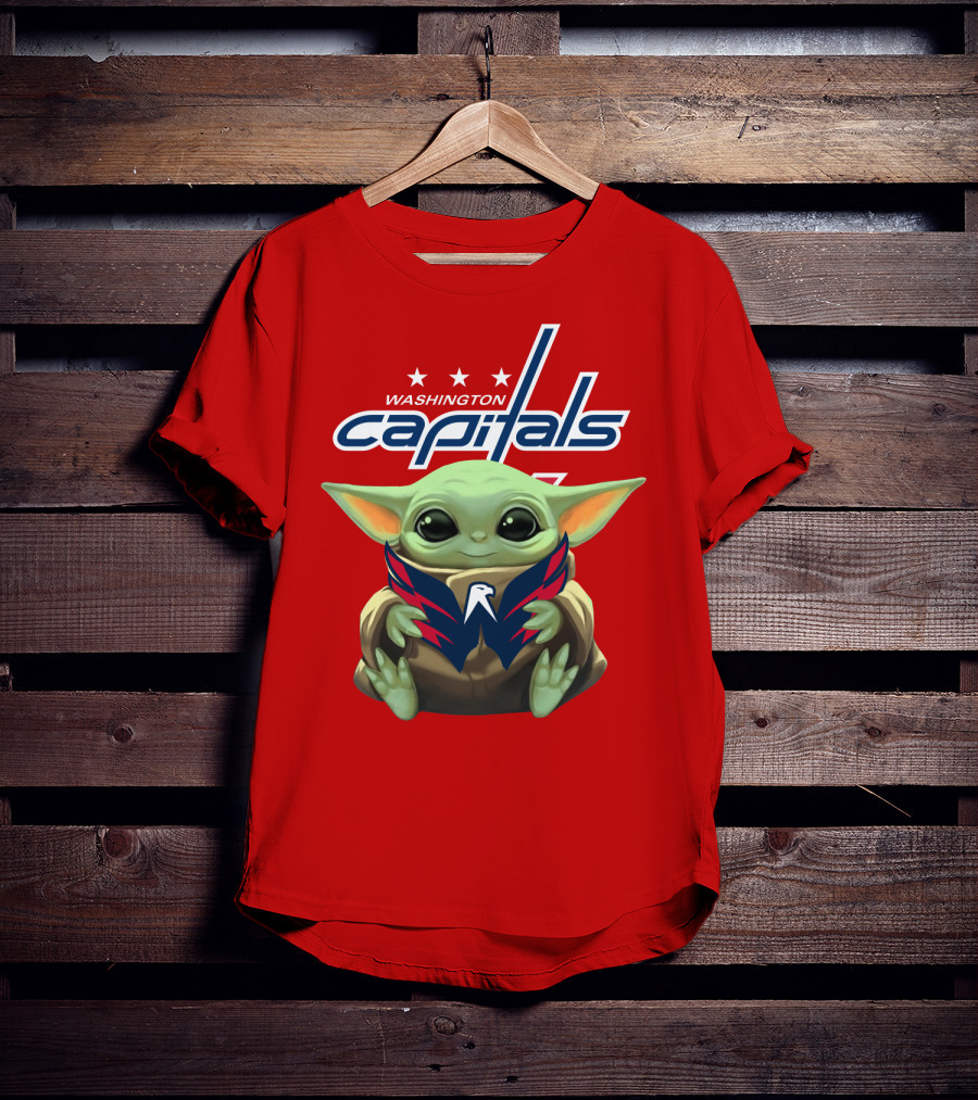 Washington Capitals Baby Yoda NHL Hockey Mandalorian Crossover T-Shirt