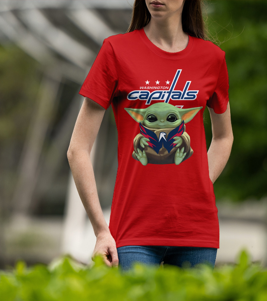 Washington Capitals Baby Yoda NHL Hockey Mandalorian Crossover T-Shirt