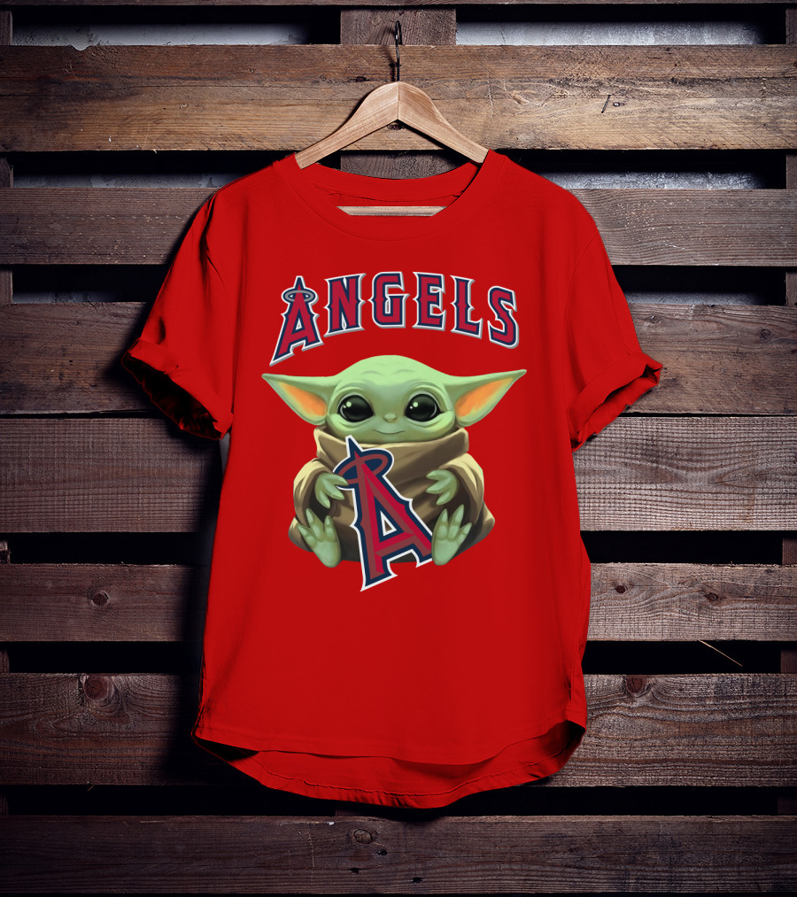 Baby Yoda Angels MLB Baseball Team Crossover T-Shirt
