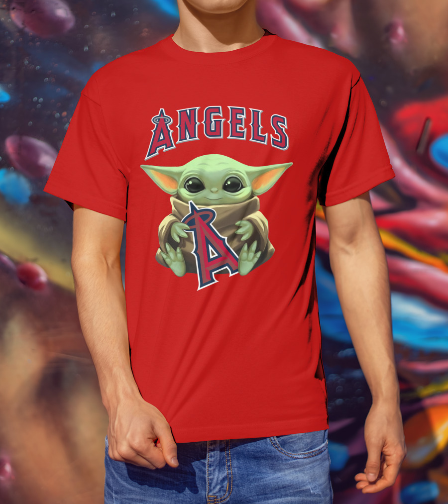Baby Yoda Angels MLB Baseball Team Crossover T-Shirt
