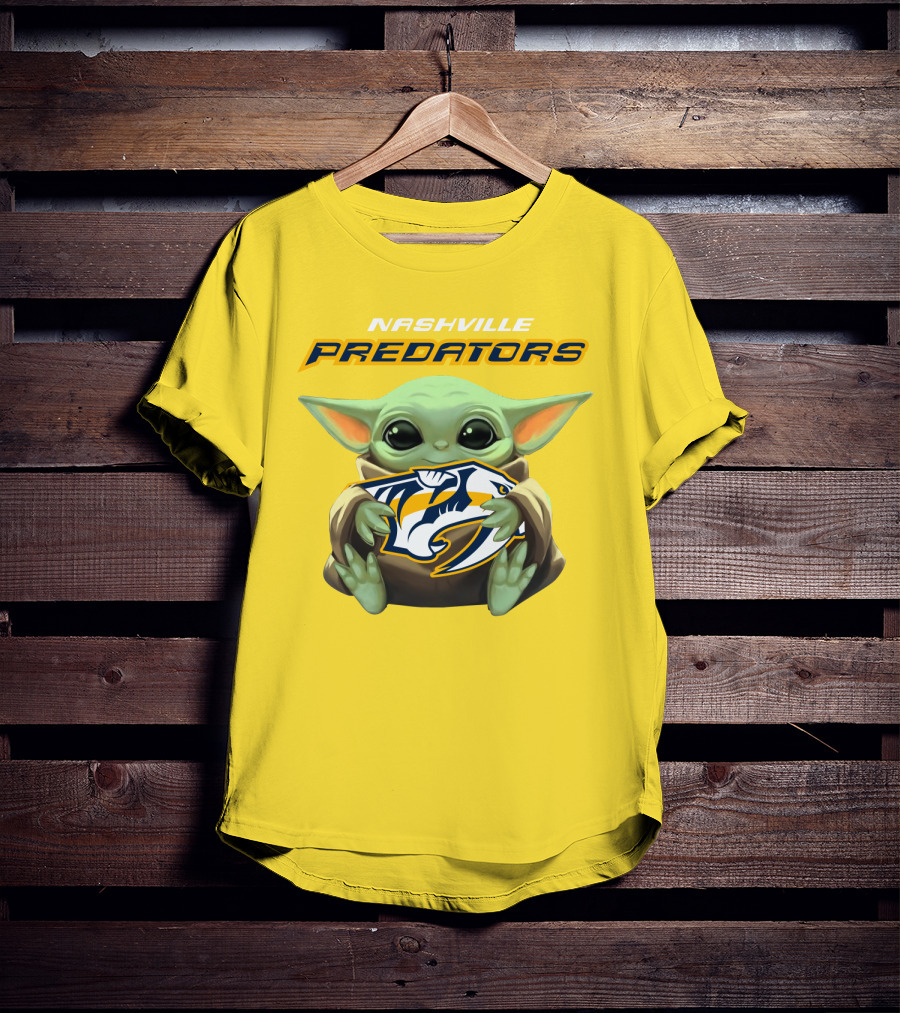 Nashville Predators Baby Yoda Hugging T-Shirt
