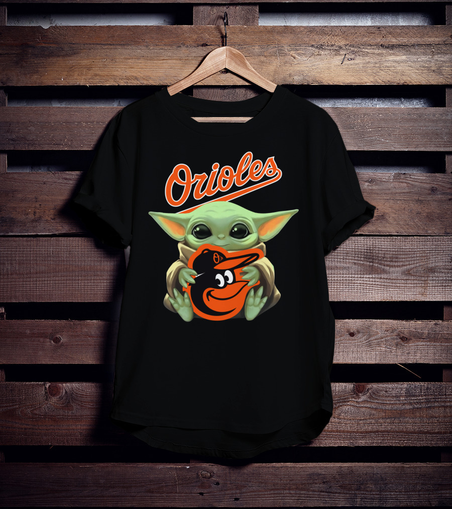 Orioles Baby Yoda Holding Baltimore Orioles T-Shirt