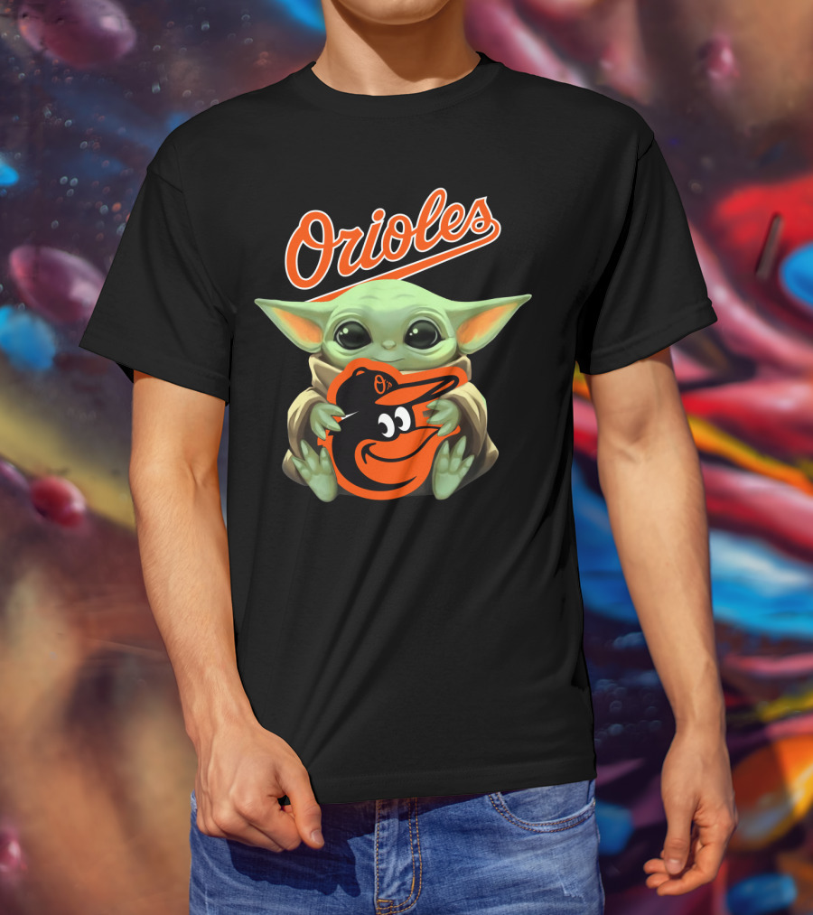 Orioles Baby Yoda Holding Baltimore Orioles T-Shirt