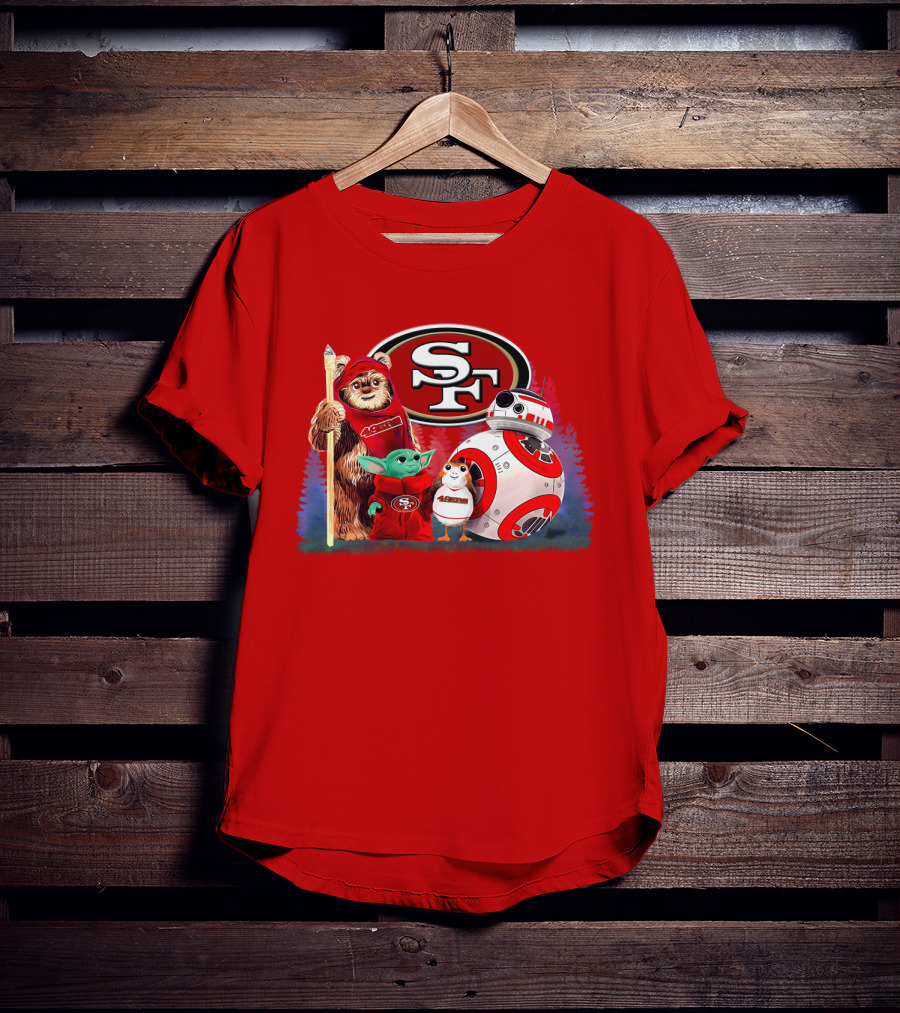 Star Wars SF 49ers Ewok Yoda BB-8 Porg Team Fan Gear T-Shirt