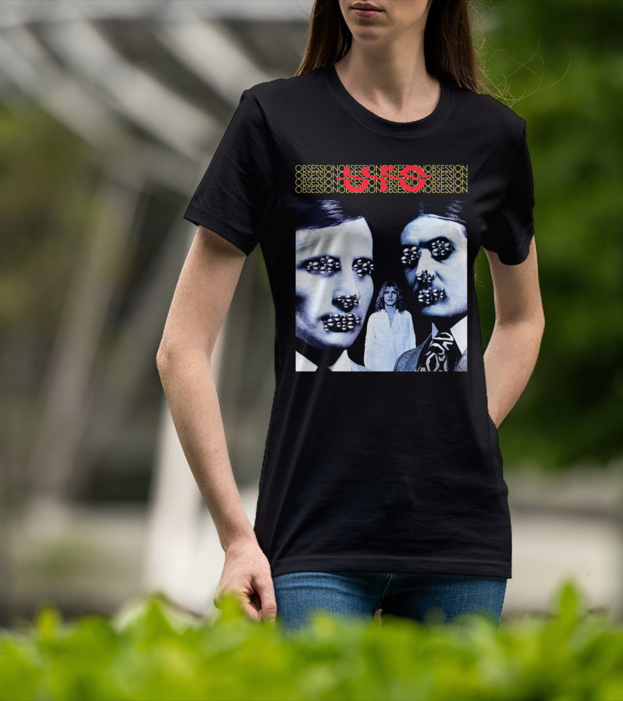 UFO Obsession Faces With Metallic Beads T-Shirt