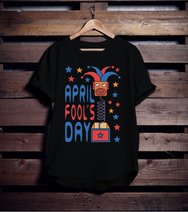 April Fool's Day Jack-in-the-Box Stars And Jester Hat T-Shirt