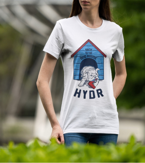 Back To The Dog House HYDR Bulldog With Doghouse And Letter C T-Shirt