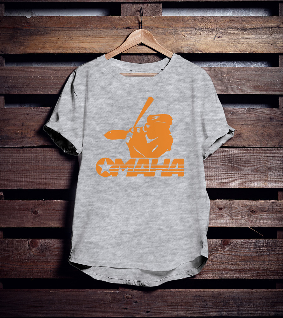 TN Omaha Baseball Silhouette With Star In Orange T-Shirt