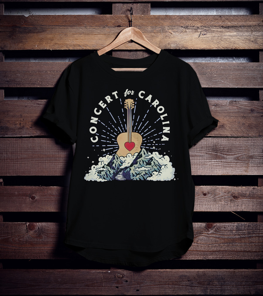 Concert For Carolina Guitar Heart Mountains T-Shirt
