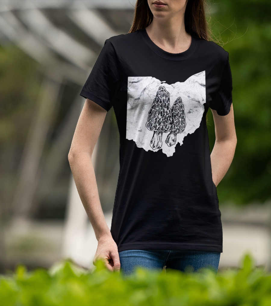 Ohio Morel Mushroom Hunting Map With Illustrated Morels T-Shirt