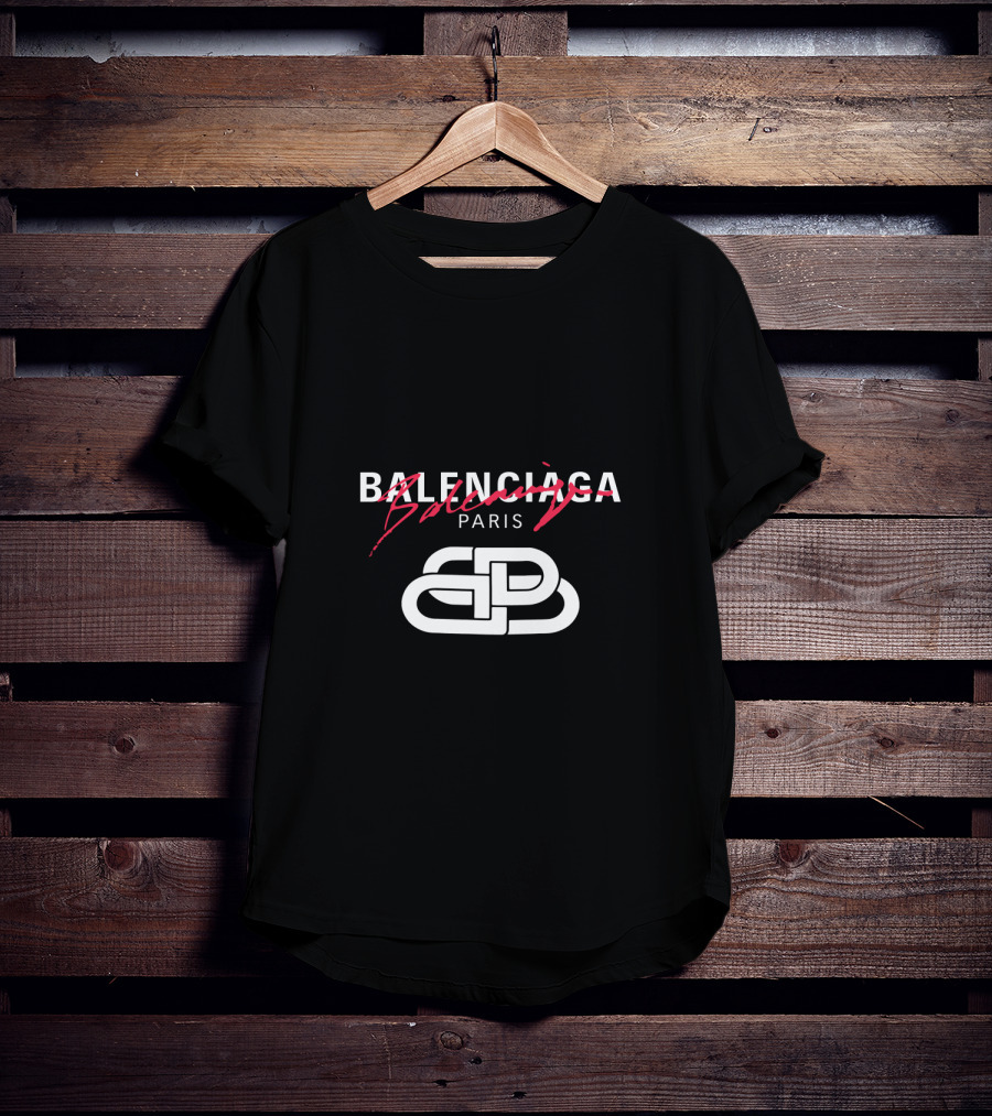 Balenciaga Paris Logo With Red Scribble Stripe T-Shirt