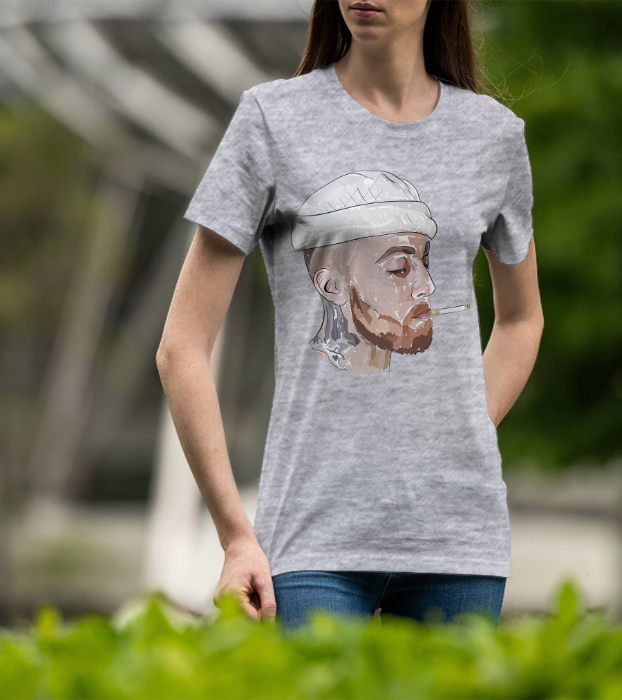 Graphic Beanie Skull Smoking T-Shirt
