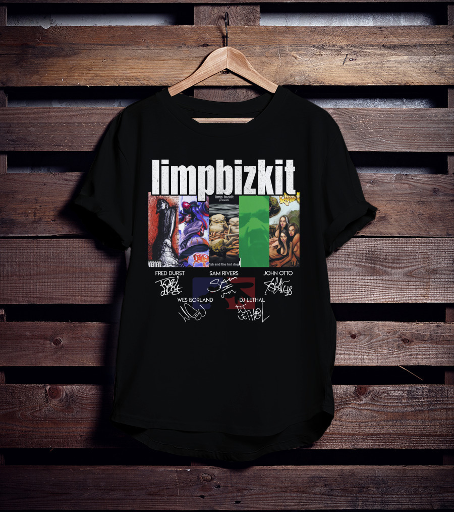 Limp Bizkit Significant Other And Chocolate Starfish Album Art With Fred Durst Sam Rivers John Otto Wes Borland Dj Lethal Signatures T-Shirt