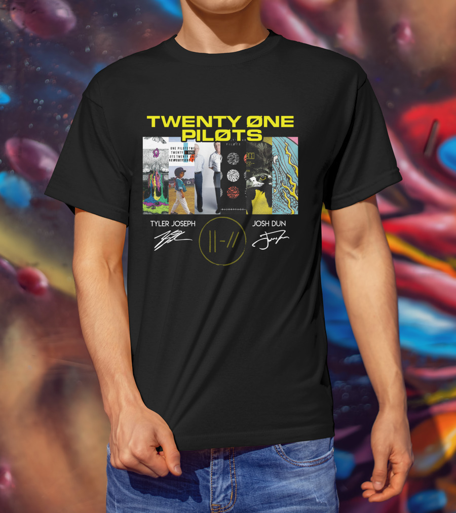 Twenty Øne Piløts Album Art And Signatures Tyler Joseph Josh Dun T-Shirt