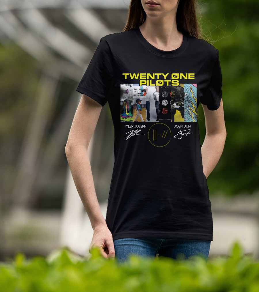 Twenty Øne Piløts Album Art And Signatures Tyler Joseph Josh Dun T-Shirt
