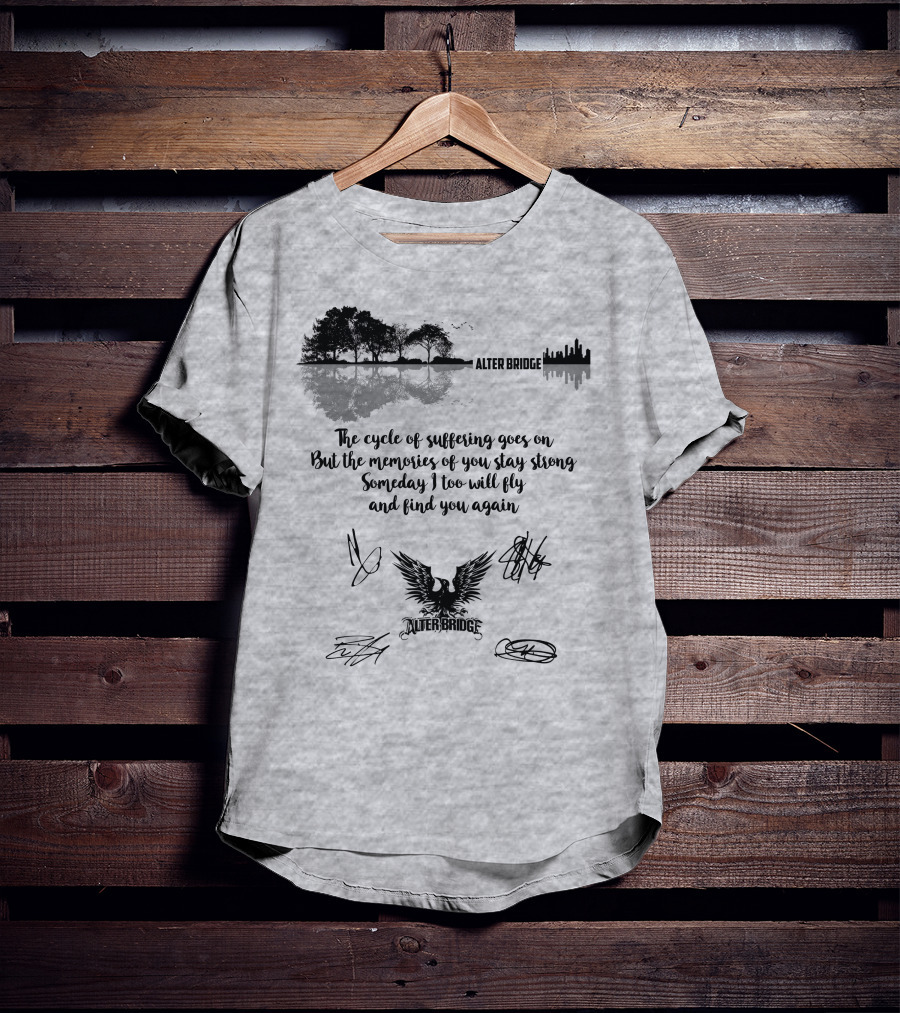 Alter Bridge Cycle Of Suffering Reflection Skyline Eagle Signatures T-Shirt